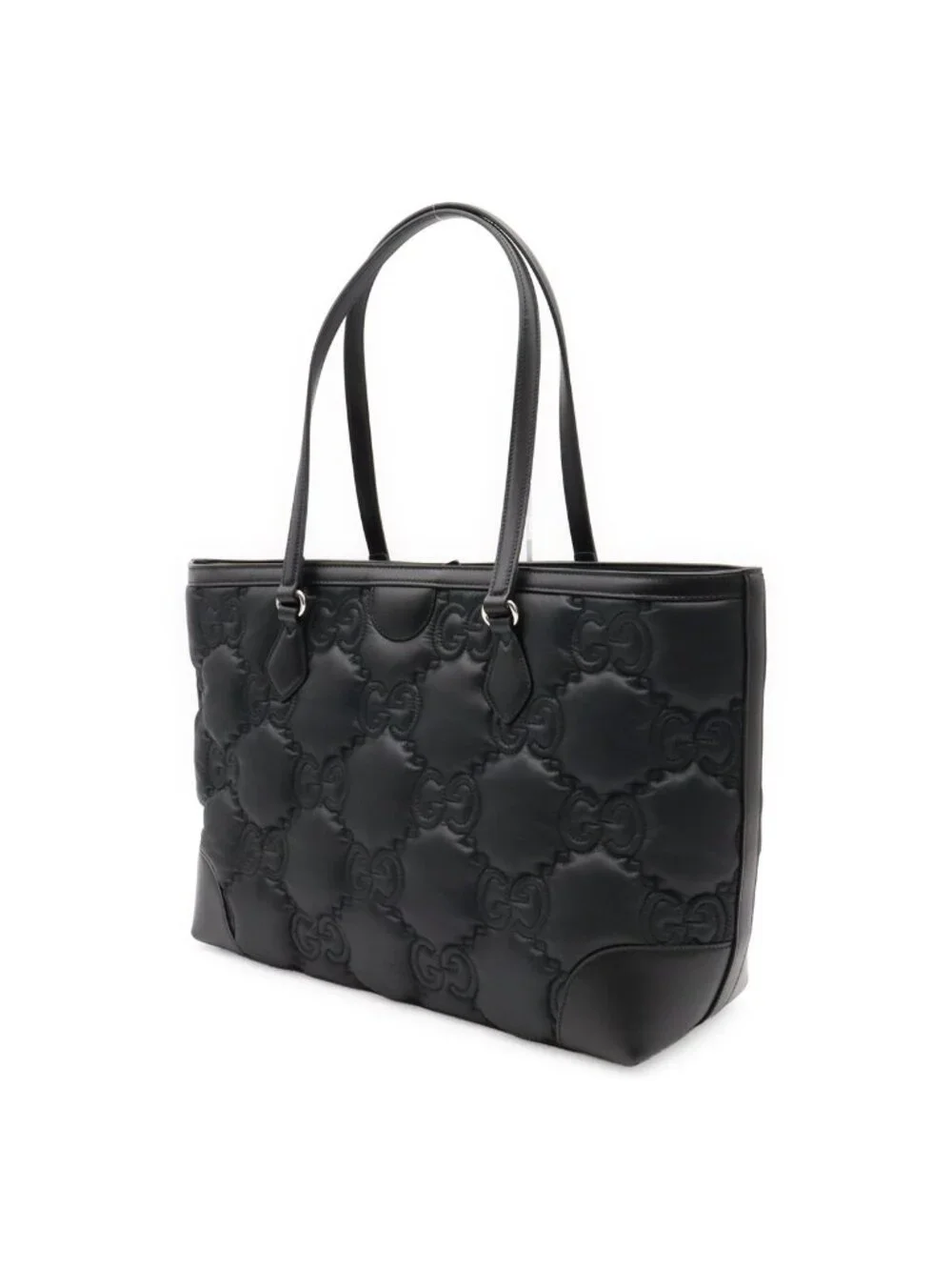Gucci GG Matelasse Tote Large Shoulder Bag Nylon Leather Black
